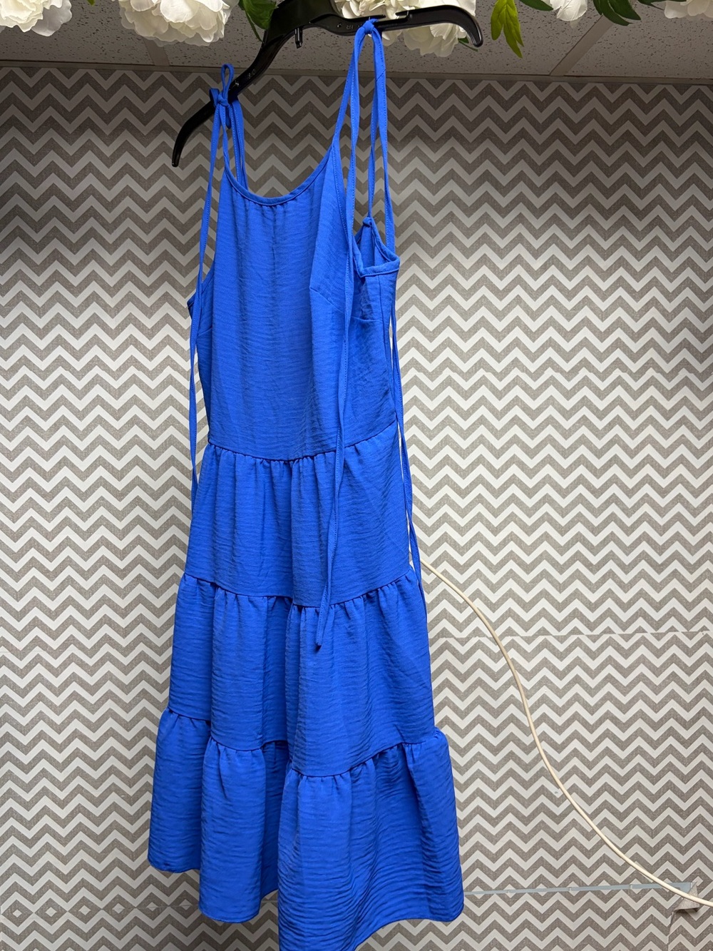 Royal Blue Ruffle Sundress with Tie Straps